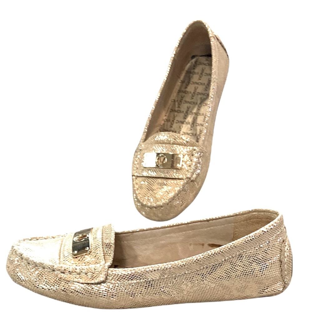 Vionic Sydney Loafer Gold Snake Print Size 6